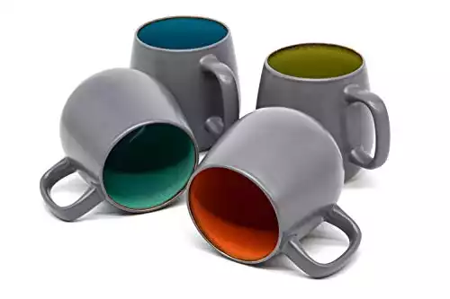 5. Kook Deco Ceramic Coffee Mugs (Set of 4)